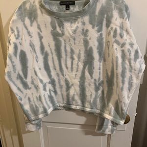 Banana Republic Tie-Dye Crew Neck Sweater - White and Gray
